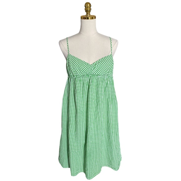 Aritzia Sunday Best Green White Gingham Seersucker Sleeveless Mini Dress Medium - Picture 2 of 9